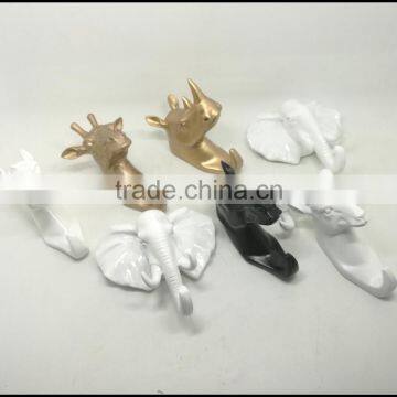 minature wall mounted resin animal head sculpture