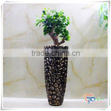 Black Resin Tall Pots Flower Planter photo-5