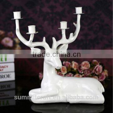 Resin white deer candle holder centerpieces for wedding table