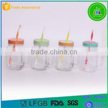 450ml Environmental Colored Glass Mason Jar With Straw photo-4