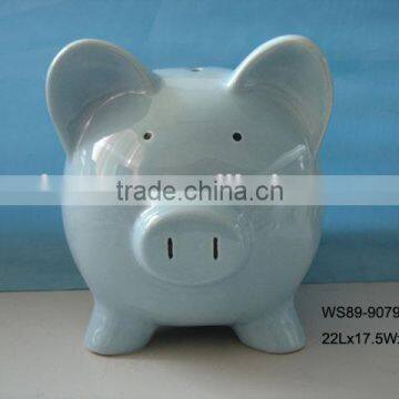 NEW Hot Sales Cheap Ceramic Blue Piggy Coin bank for Promotion Gift MADE IN CHINA