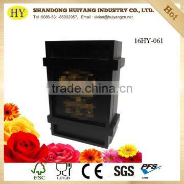 Matt Black Color Pine Wood Gift Box for Cigar photo-2