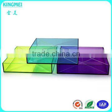 Clear Acrylic Serving Fruit Tray With Blue Color Printing on the Base photo-2