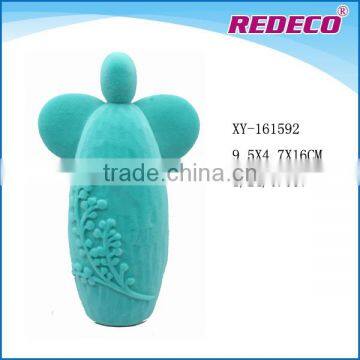 Small resin flocked christmas angel figurines wholesale