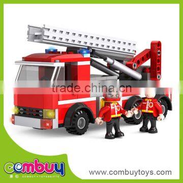 Creative children diy building blocks set mini fire truck toy