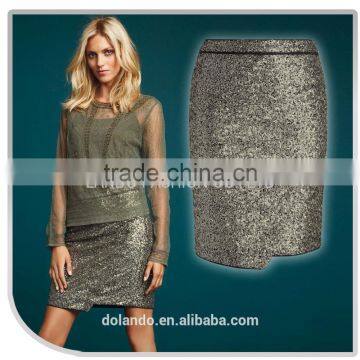 2016 Fashionable Pictures Sequin Fabric Women Mini Pencial Skirts photo-2