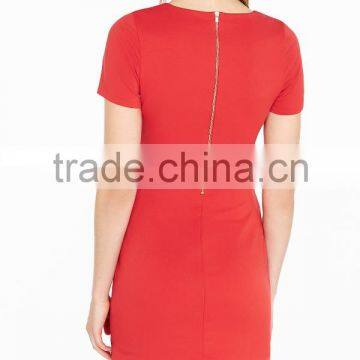 Red Short Sleeve Slitted Waist Mini Dress HSD3004 photo-2