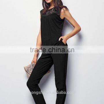 2016 Fashion Jersey Sleeveless Top With Beautiful Lace Yoke HST8033 photo-6