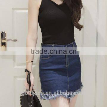 High Quality Denim Mini Short Skirts Women Jeans White Skinny photo-6