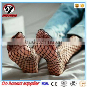 Shuoyang Fashionable designer plain thin decorative black net women socks