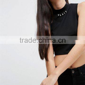 Cotton T Shirt Summer 2016 Women Clothes Plain Crop Top photo-3