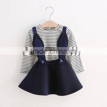 Winter Clothes for Children Rabbit Ears Strip T-shirt and Space Cotton Strap Dress Suit photo-2