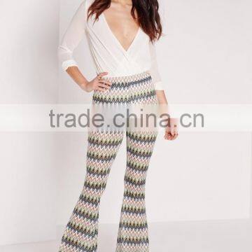 bangkok style lady wave effect skinny flare pants OEM service