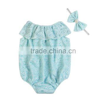 Wholesale Invory Newborn Plain Lace Baby Romper for Babies photo-6