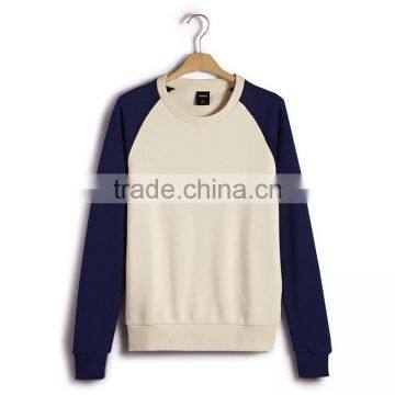 Black and White Raglan Blank Pullover Sweatshirt Top Stitch Sweatshirts photo-2