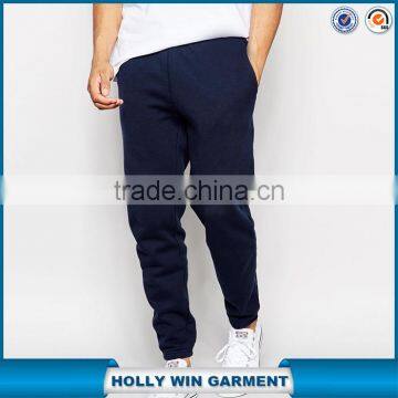 Dark blue plain fleece sweat pants fabric for man