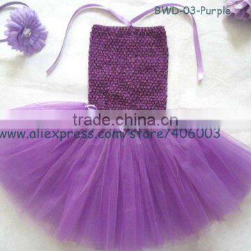 Stock wholesale 3layer purple tutu skirt for kids