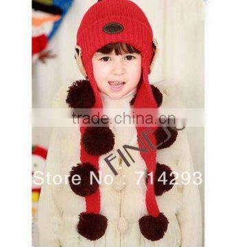 Fashion Children Unisex Tiger Pattern Winter Warm knitting woolen ball hats 5Colors 9449