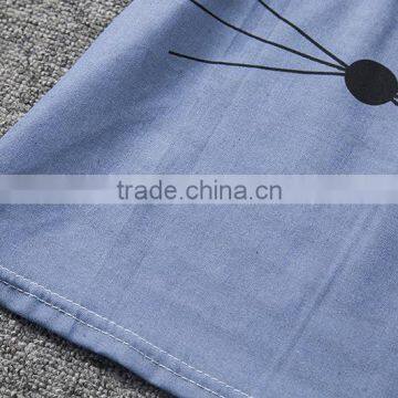 Summer Little Girl Dress Striped Demin Stitching Dress Short Sleeve Cartoon Dress Baby Colthes#A00296 photo-6