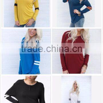 Euramerican casual style cotton long sleeve women t shirt fat or thin tee