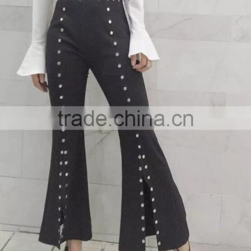 4668 Runwaylover hot sale ladies new design tie sexy flare pants