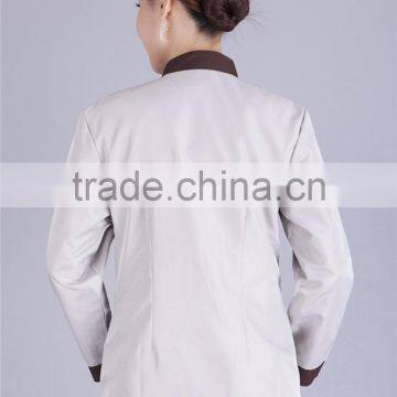 Juqian Wholesale Cheap Beige Fashional Design Korean Collar Anti-foul Hotel Cleaner Workwear Work Uniform photo-3