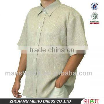 100% linen light green tex men's linen hemp dress shirt