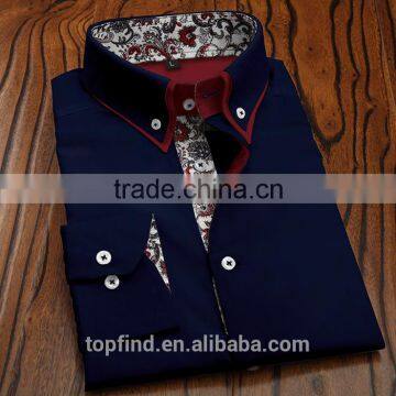 2015 New Style 100% Cotton Long Sleeve Double Collar Men Dress Shirt in Bulk photo-5