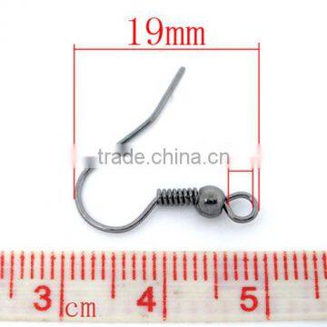 100 Pairs Gunmetal Ear Wire Hooks W/Ball Eearring Findings 18x19mm photo-2