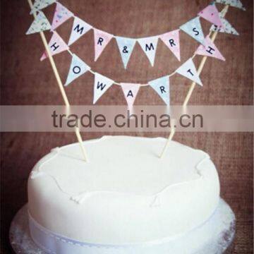 Shabby Chic Fabric Cake Bunting Cake Topper for Birthday/wedding/christening photo-2
