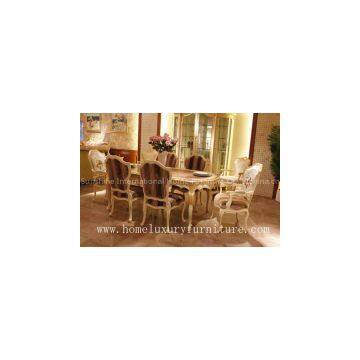 Luxury antique wooden furniture diningroom sets dining table and chairs Europe Style FT105