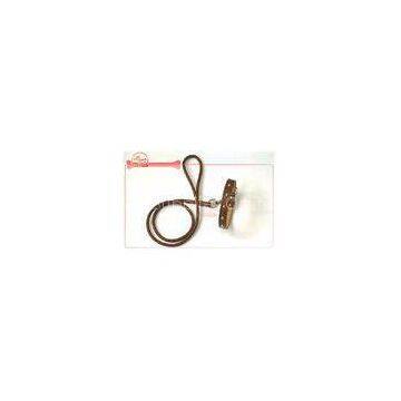 Chocolate Genuine Rope Custom Leather Dog Collars With Rivets