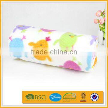 100% polyester satin trim teddy bear printed microfiber polar fleece baby blanket