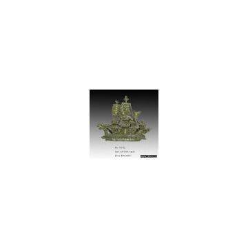 Green Jade Dragon Boat Carving