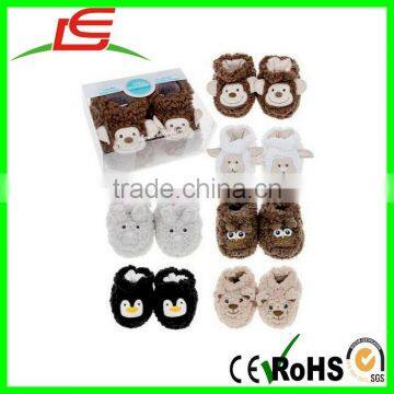 high quailty soft plush animal baby slippers