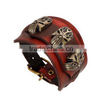 Punk Men Women Wide Genuine Leather Belt Bracelet Cuff Wristband Bangle