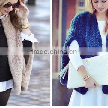 YR060B New Arrival Best Sale Super Quality Knit Australian Style Women Rabbit Fur Bolero