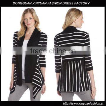 Cashmere Open Front Striped Cardigan Sweater