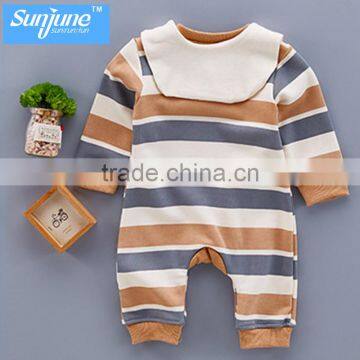 High Quality Long Sleeve Stripe Cotton Fleece Baby Romper photo-5