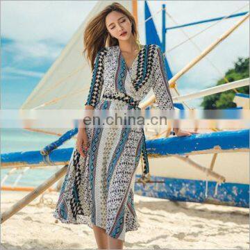 Europe And America Chiffon Printing Loose Sandbeach Dress