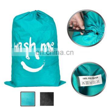 Laundry Traveling Jumbo Nylon Strap 24x36 Inches(Blue-smile) Drawstring Bag Polyester Drawstring Bag Nylon Drawstring Bag photo-4