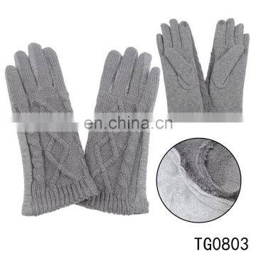 TOROS OEM popular full finger gloves grey women winter knitting crochet gloves