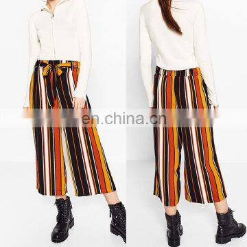 Top level cropped high rise wide leg style new fashion trousers with front tie