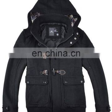 lastest design mens stylish cow buckle hooded 100% cashmere coat