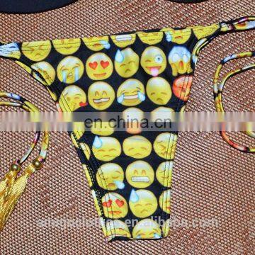 2016 Face Pattern Print Womens Swimsuit Padded Bra Bandage Bikini Swimwear Bikini SET Bathing photo-2
