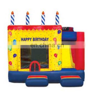 5 in 1 Bouncy castle inflatable happy Birthday Cake Combo, moonwalk combo slide for kids