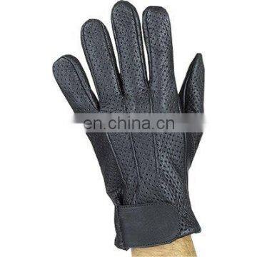 HMB-2093A MOTORCYCLE LEATHER GLOVES BLACK PERFURATED STYLE