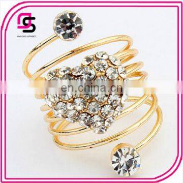 2016 Romantic Crystal Plain Design Gold Plated Zircon Rings love heart rings