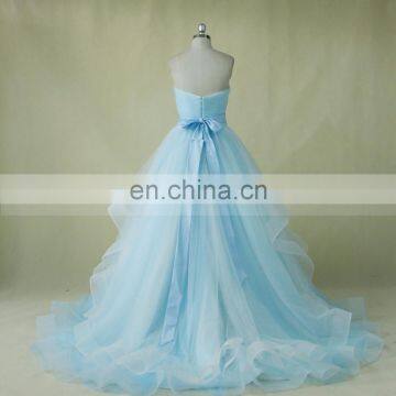 Backless Tulle Light Blue And White Wedding Dress photo-3