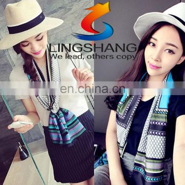 2016 spring autumn cheap fashion print small silk scarf new style women neck tie